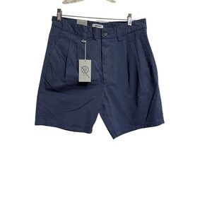 Amendi Mens Karl Blue Organic Cotton Button Fly Mid Rise Chino Shorts Size‎ 30